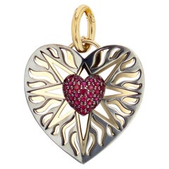 Cosmogonie Secrète Ruby Heart Charm in 18k Yellow Gold by Elie Top