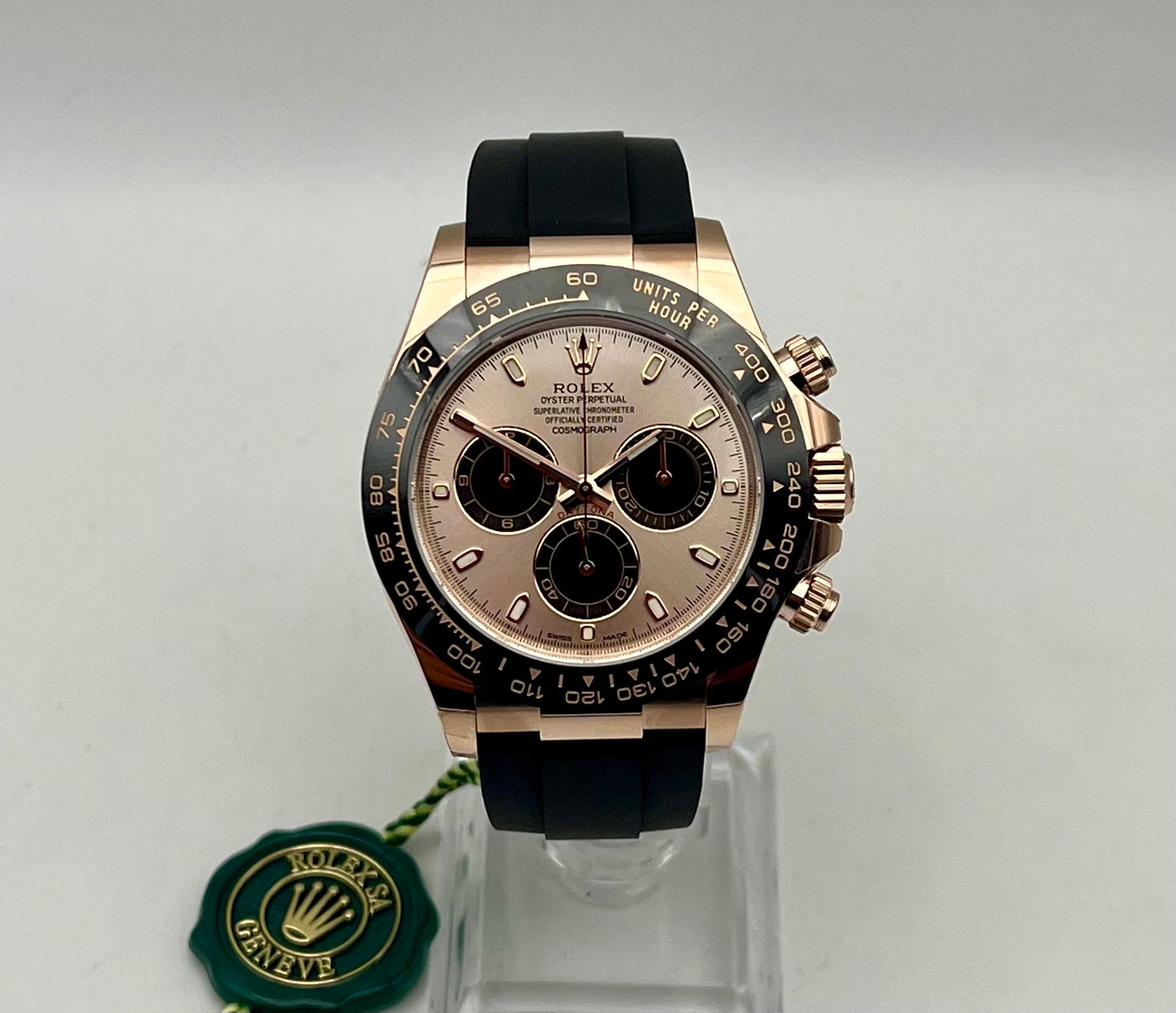 Contemporary Cosmograph Daytona in 18ct Everose gold, black, with box and papers