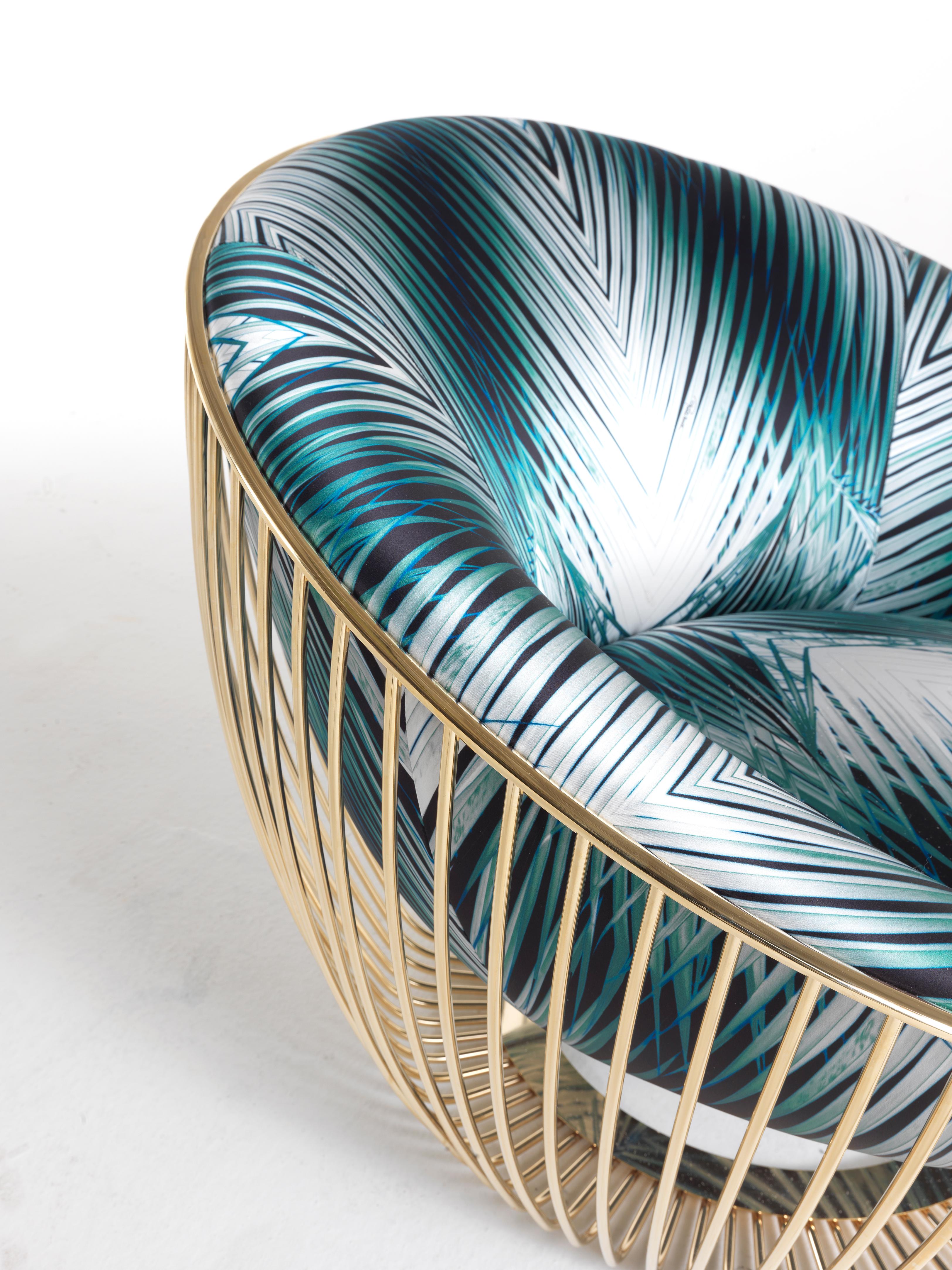 Italian 21st Century Cosmopolitan Armchair in Fabric by Roberto Cavalli Home Interiors  For Sale