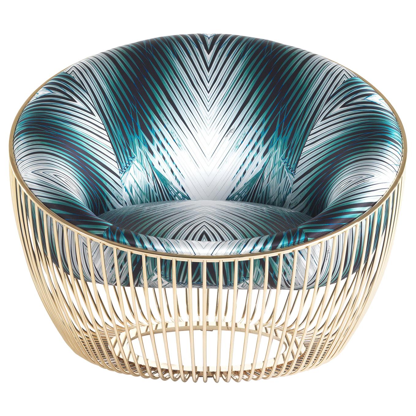 21st Century Cosmopolitan Armchair in Fabric by Roberto Cavalli Home Interiors  For Sale