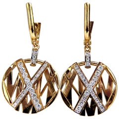 Cosmopolitan Mod X Diamond Dangle Earrings 14 Karat