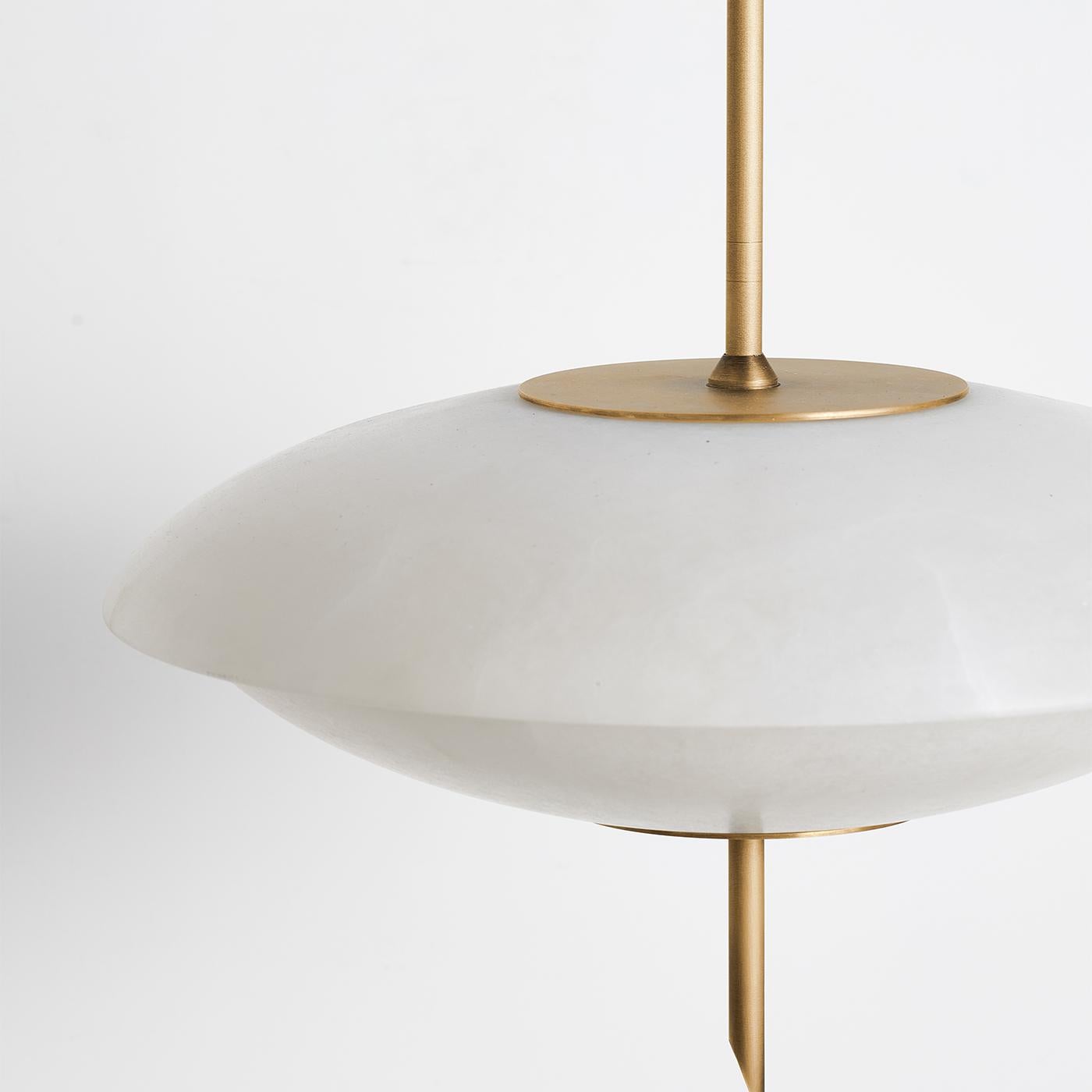 XXIe siècle et contemporain Lustre Cosmos Anticated en laiton satiné et albâtre en vente