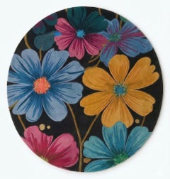 Cosmos Bloom New Zealand Wool Hand-Tufted Rug – Midnight Garden Floral Design