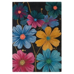 Cosmos Bloom New Zealand Wool Hand-Tufted Rug – Midnight Garden Floral Design