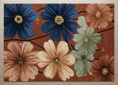 Cosmos Bloom New Zealand Wool Hand-Tufted Rug – Terracotta Garden Floral Design