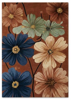 Cosmos Bloom New Zealand Wool Hand-Tufted Rug – Terracotta Garden Floral Design