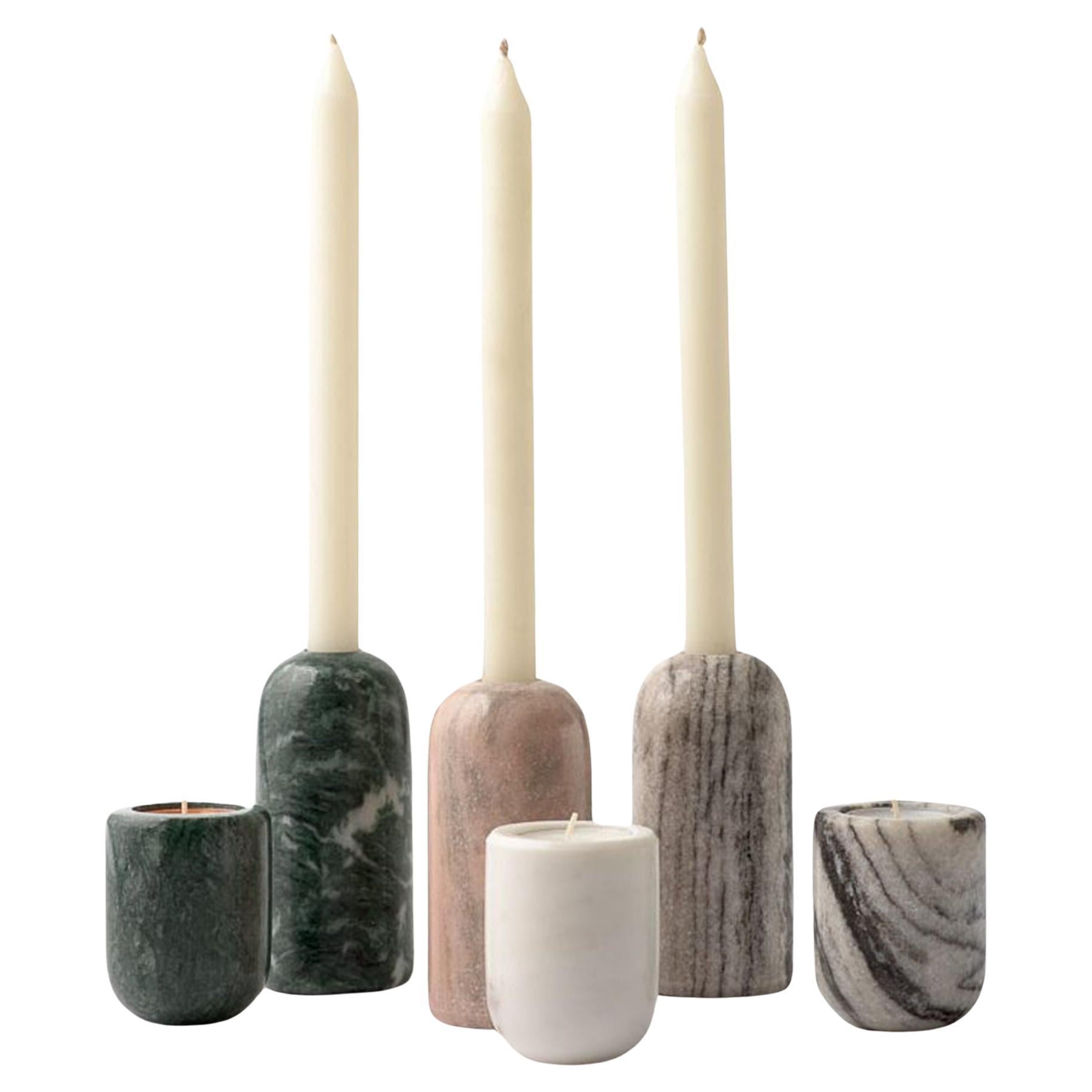Marble Cosmos Candle Holders by Kunaal Kyhaan For Sale