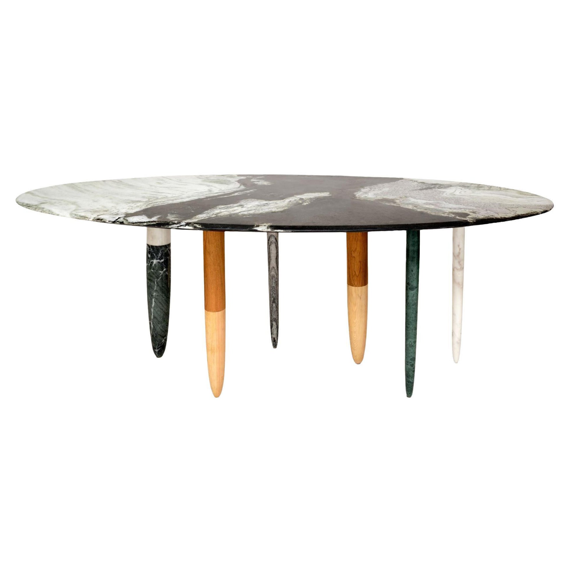 Cosmos Console Marbellous Dining Table Black and White by Kunaal Kyhaan For Sale