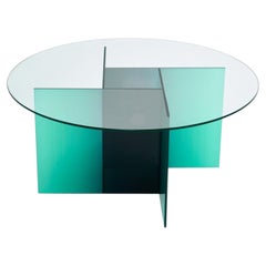 Cosmos Green Glass Coffee Table, Modern Design, Laminated