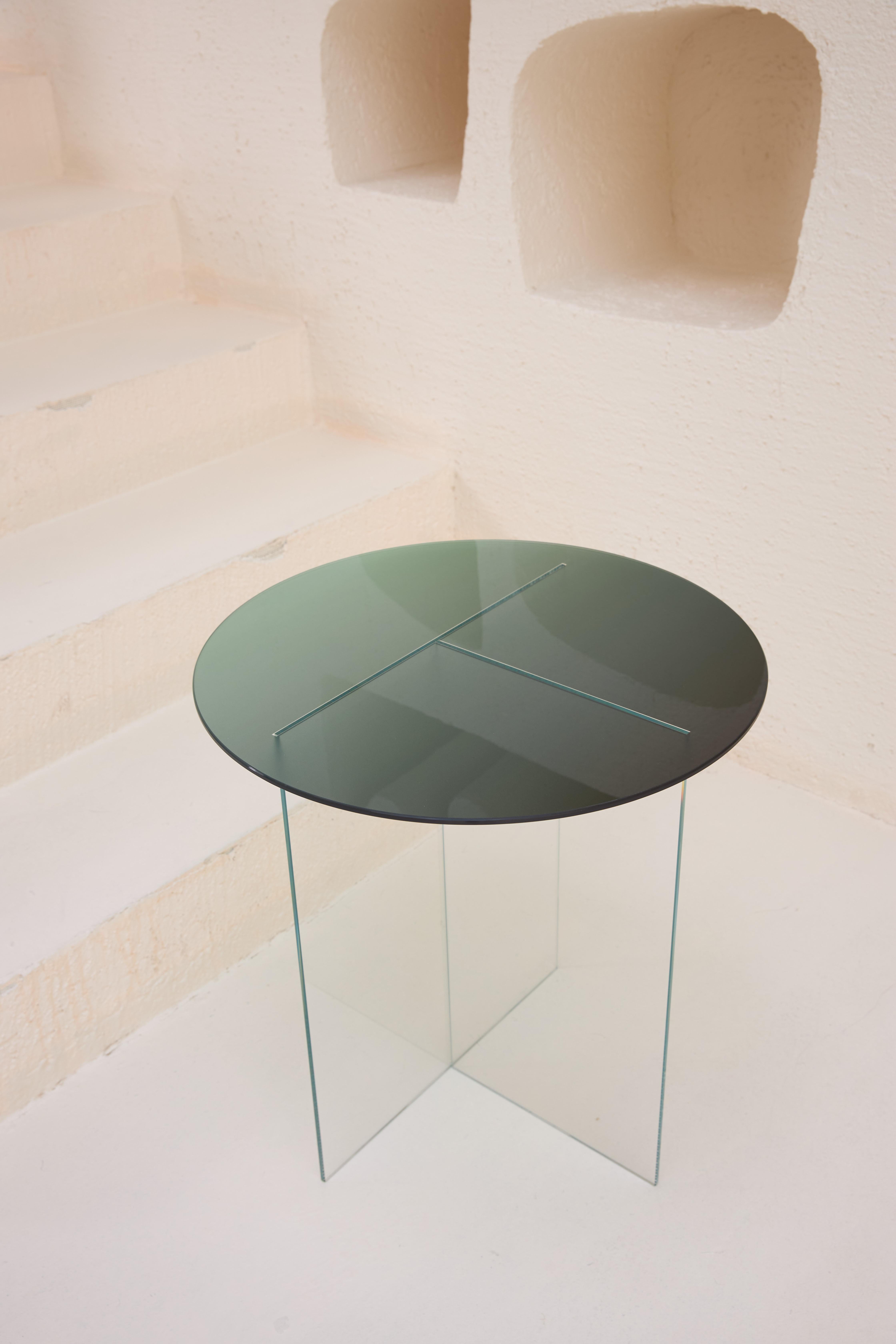 Modern Cosmos Green Glass Side Table For Sale