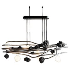 Cosmos I Unique Chandelier in Basalt, Aluminum & Glass by Andres Monnier