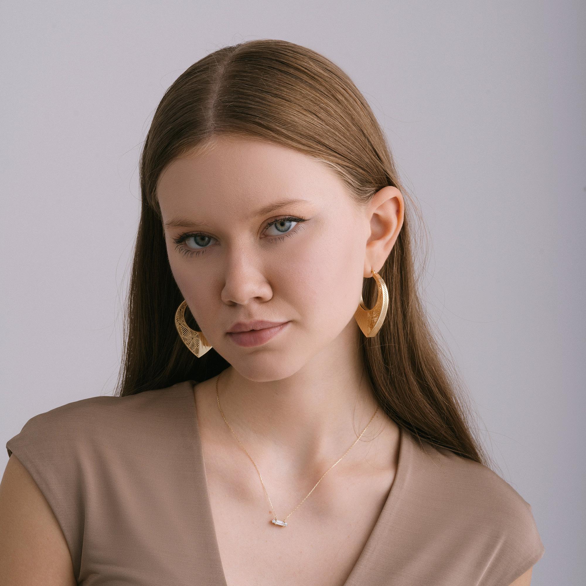 Grandes boucles d'oreilles Cosmos en or massif 18K, design géométrique filigrané fait à la main Neuf - En vente à Patchogue, NY