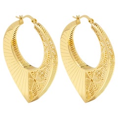 Grandes boucles d'oreilles Cosmos en or massif 18K, design géométrique filigrané fait à la main