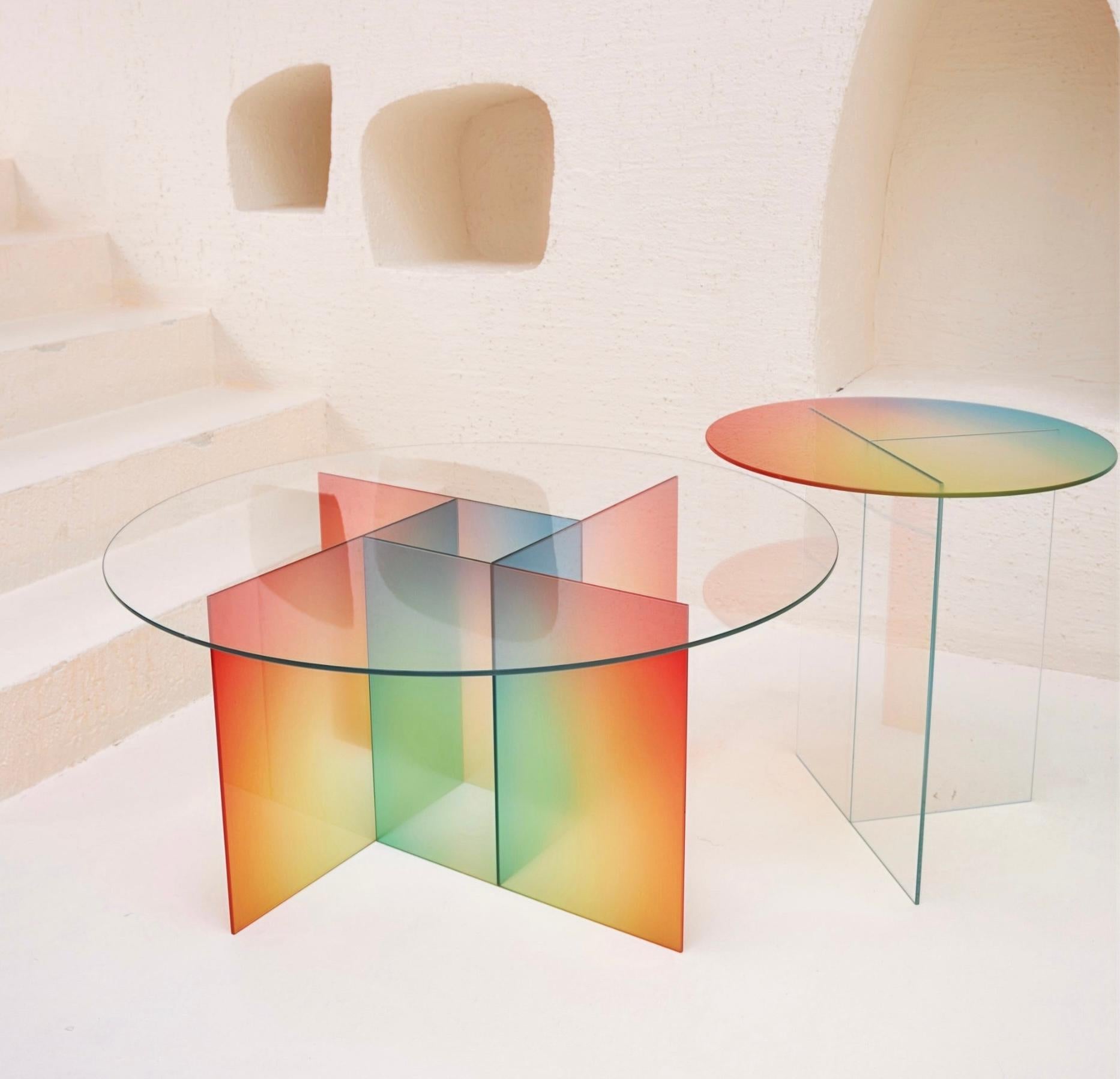 European Cosmos Mini Glass Side Table For Sale
