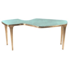 Cosmos Nesting Coffee Table in Celadon Shagreen and Brass by R&Y Augousti