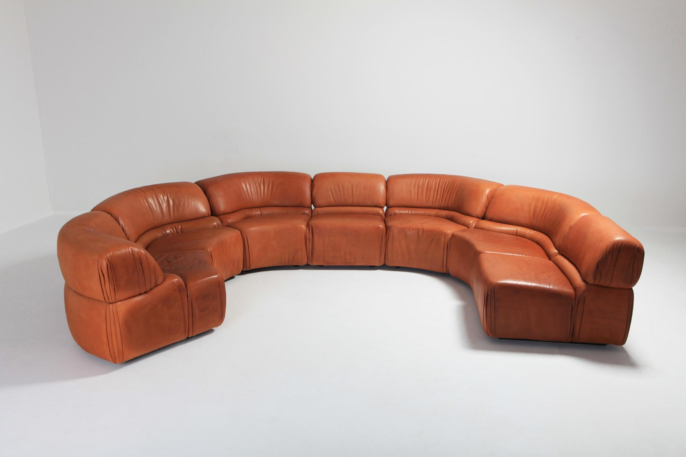 Mid-Century Modern 'Cosmos' Sectional Cognac Leather Sofa by De Sede, Switzerland