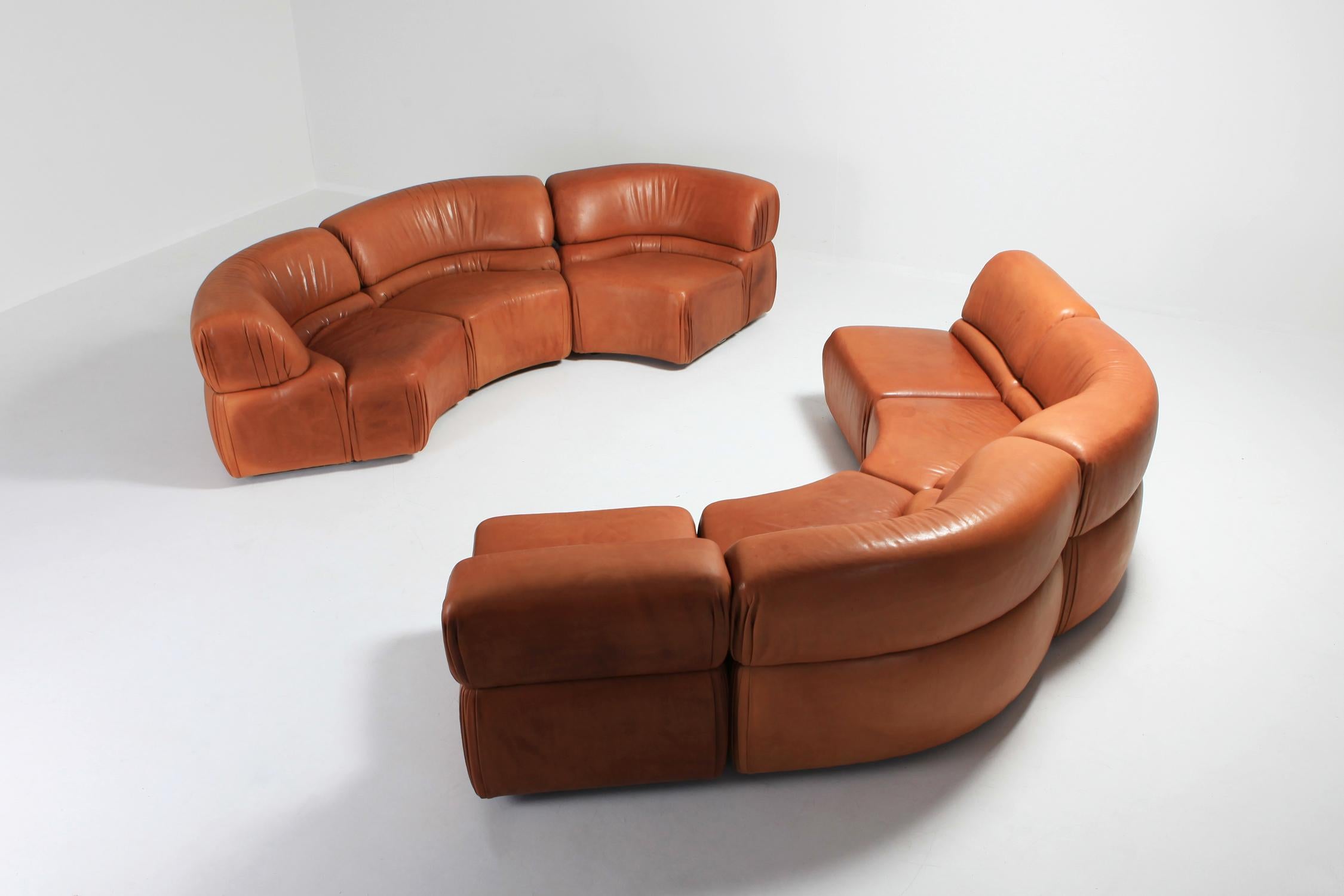 Swiss 'Cosmos' Sectional Cognac Leather Sofa by De Sede, Switzerland