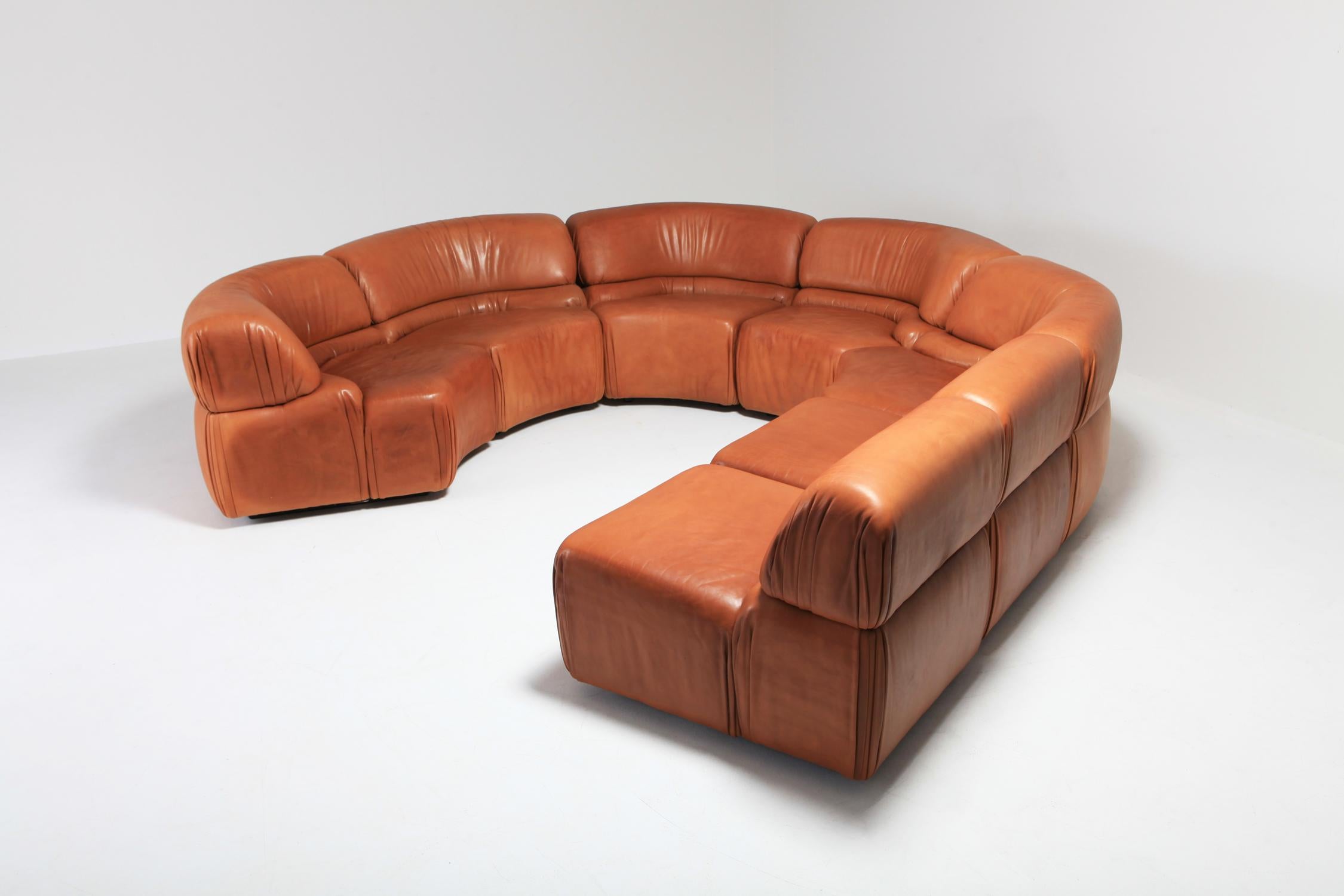 'Cosmos' Sectional Cognac Leather Sofa by De Sede, Switzerland 1