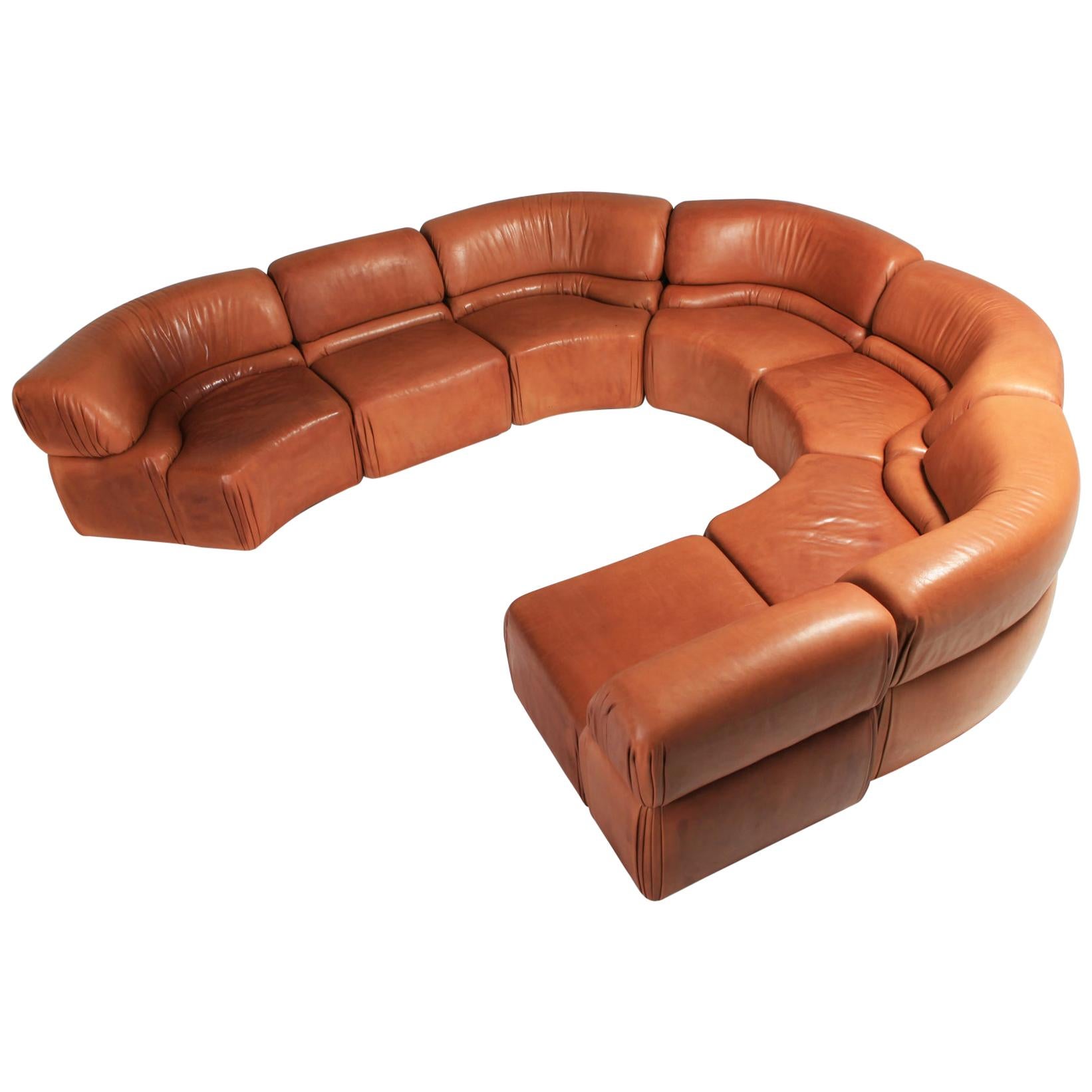 'Cosmos' Sectional Cognac Leather Sofa by De Sede, Switzerland