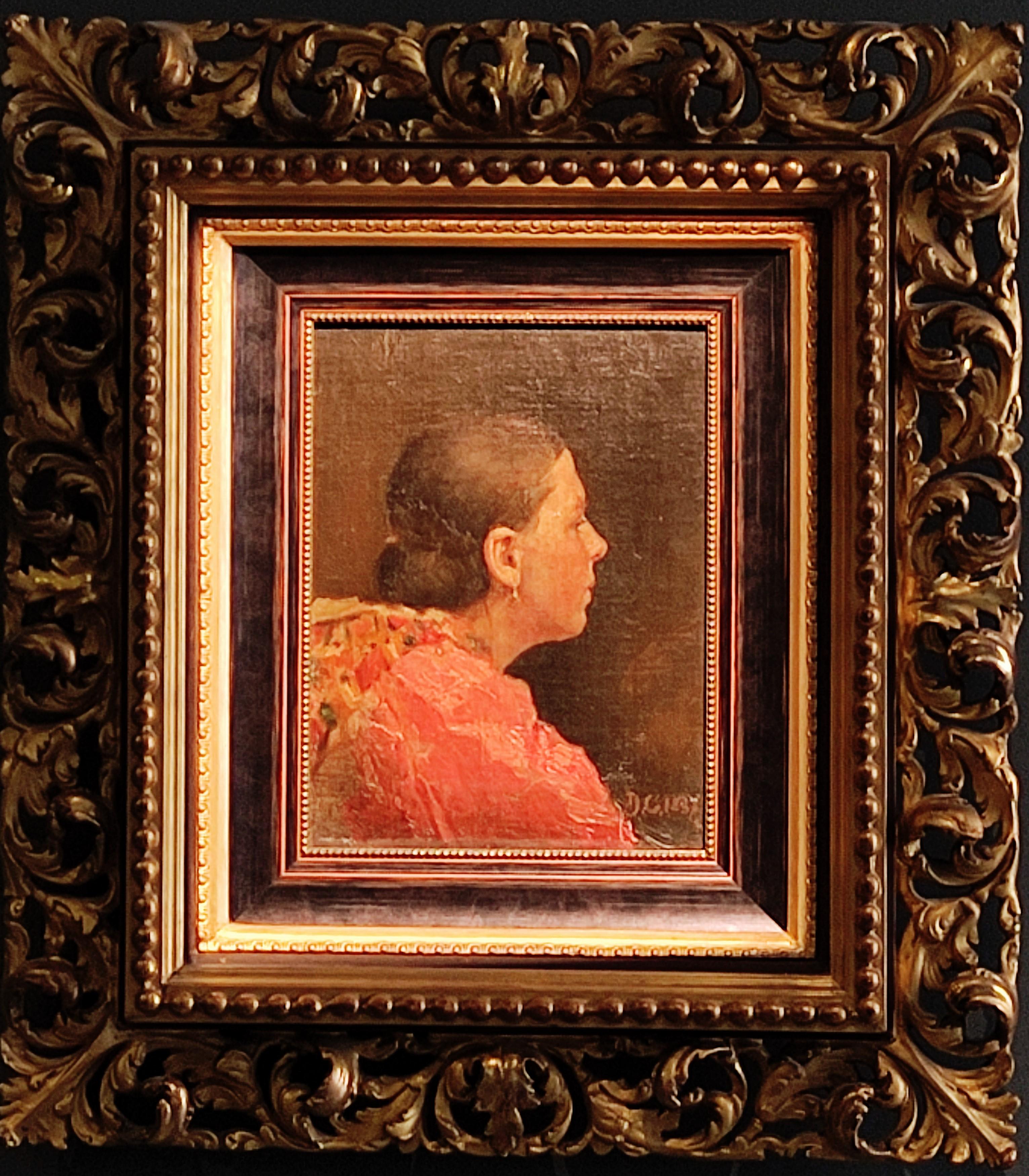 Demetrio COSOLA   (1851 – 1895)   Portrait of a woman   Oil on canvas  - Painting by Cosola Demetrio