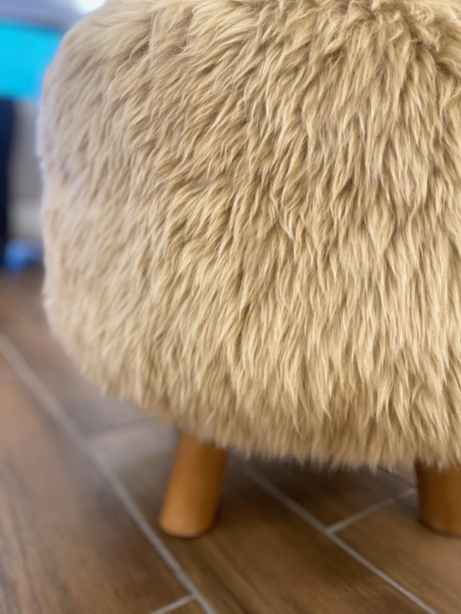 Modern Cossack Wool Pouf with Legs For Sale