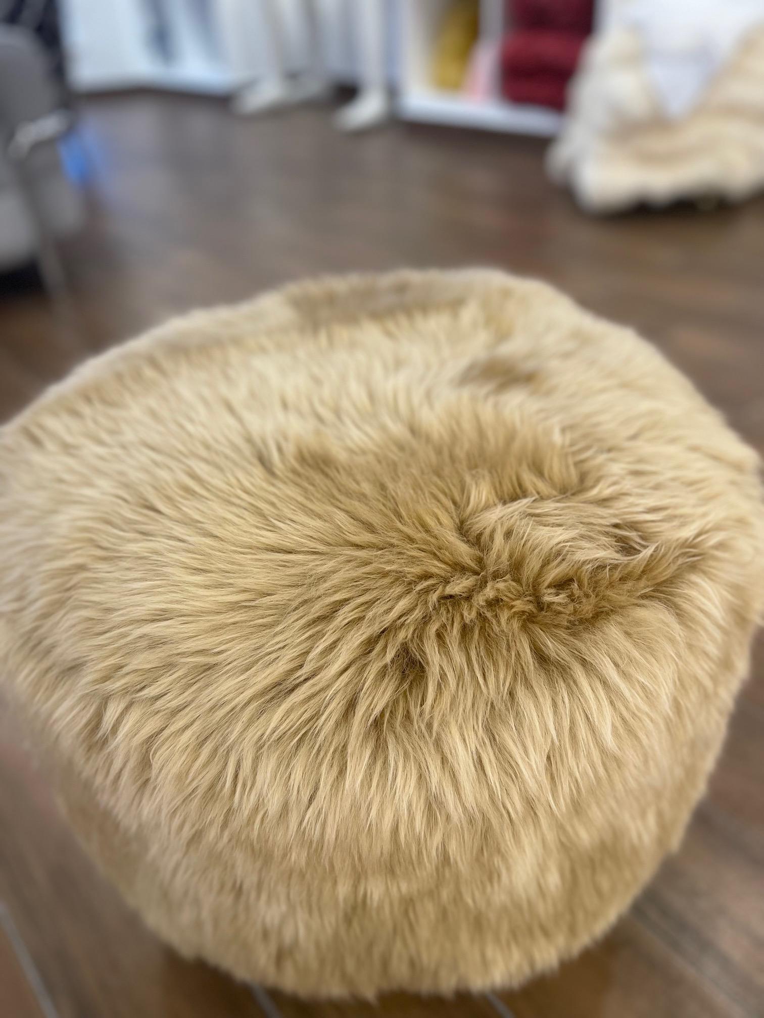 American Cossack Wool Pouf with Legs For Sale