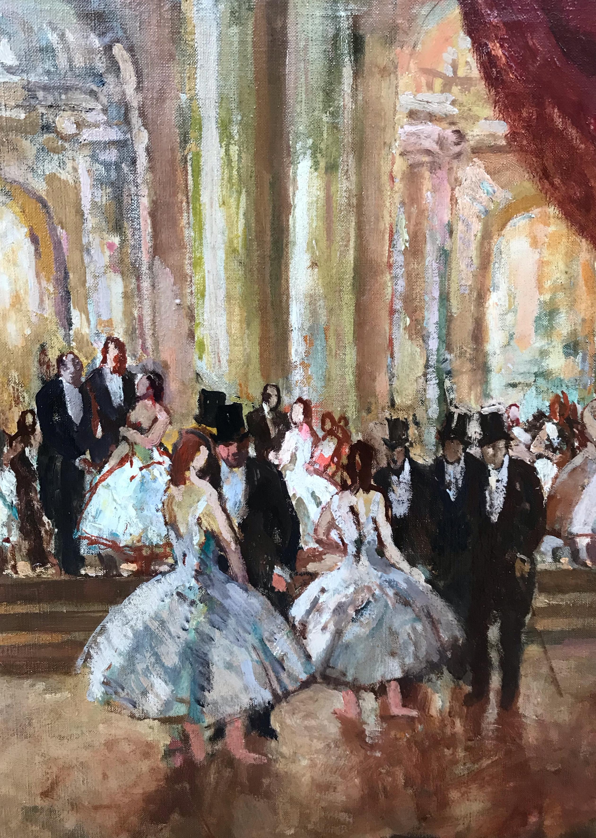 Ballerinas at Paris Opera - Post-impressionist painting - Brown Portrait Painting by COSSON, Jean Louis Marcel  