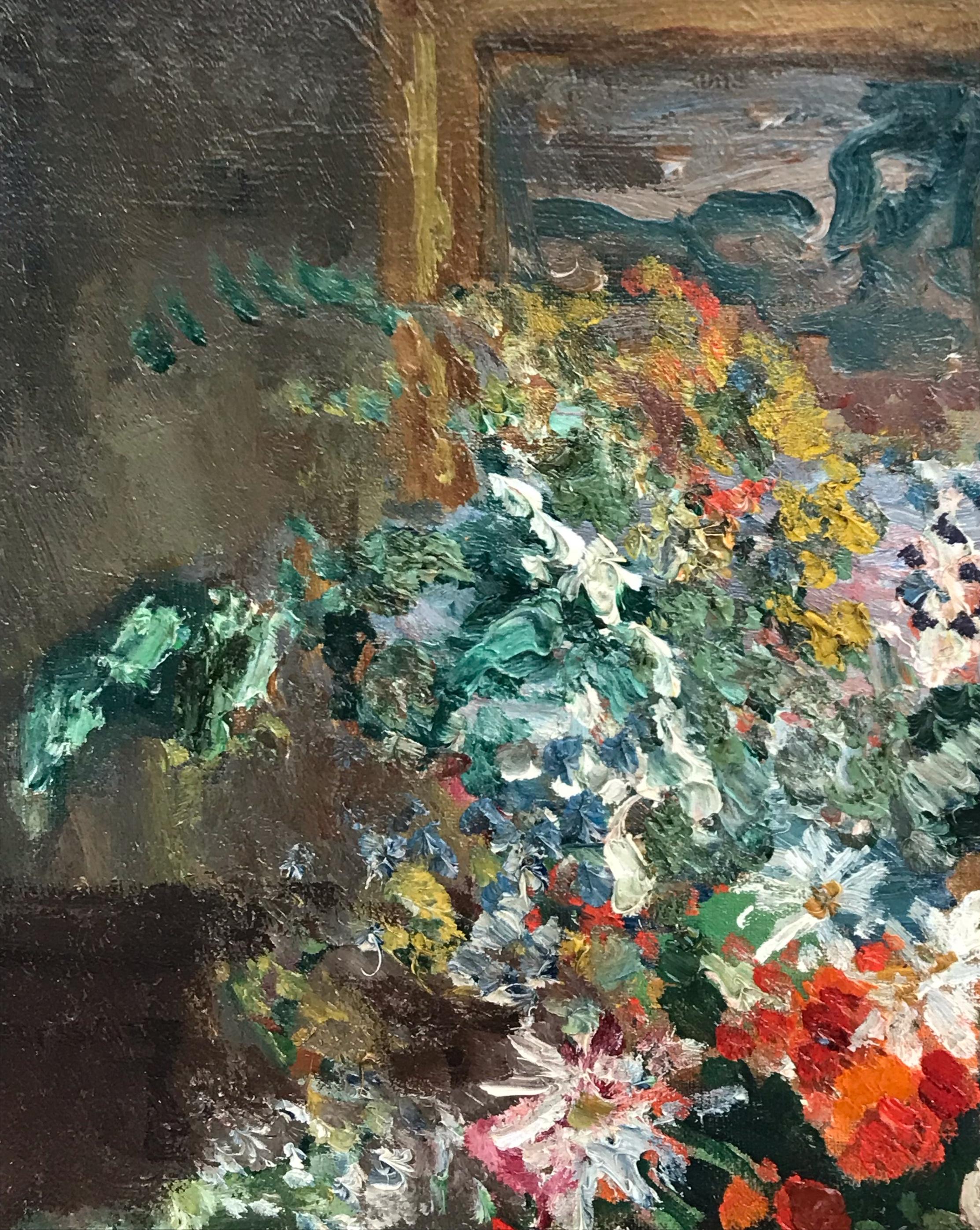 Table Setting With Bunch of Flowers - Post-Impressionist Painting by COSSON Marcel