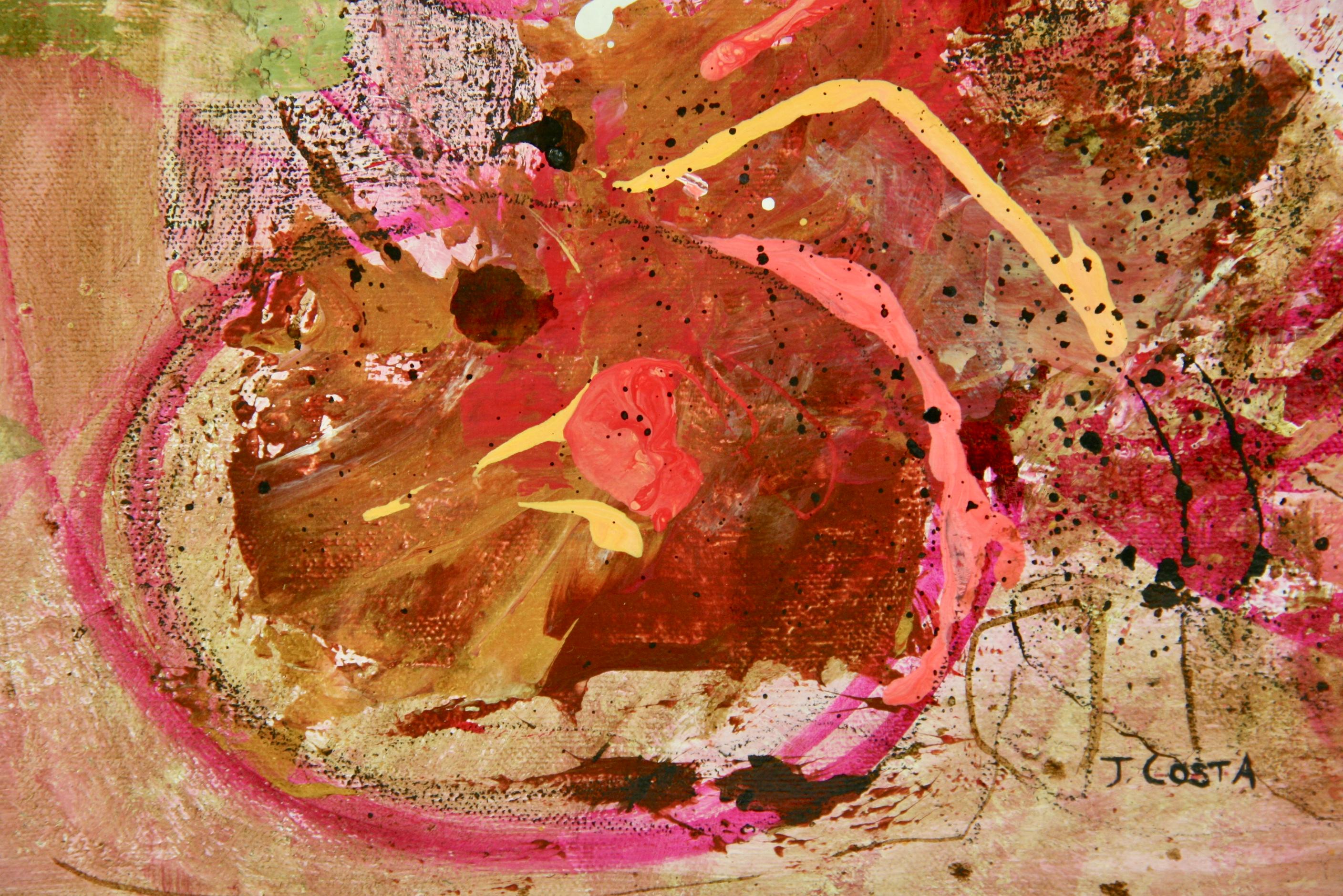  Mid Century  Abstract Red Explosion For Sale 1