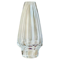 Costa Boda Cut Crystal Vase, Octagonal Mid Century, Sweden