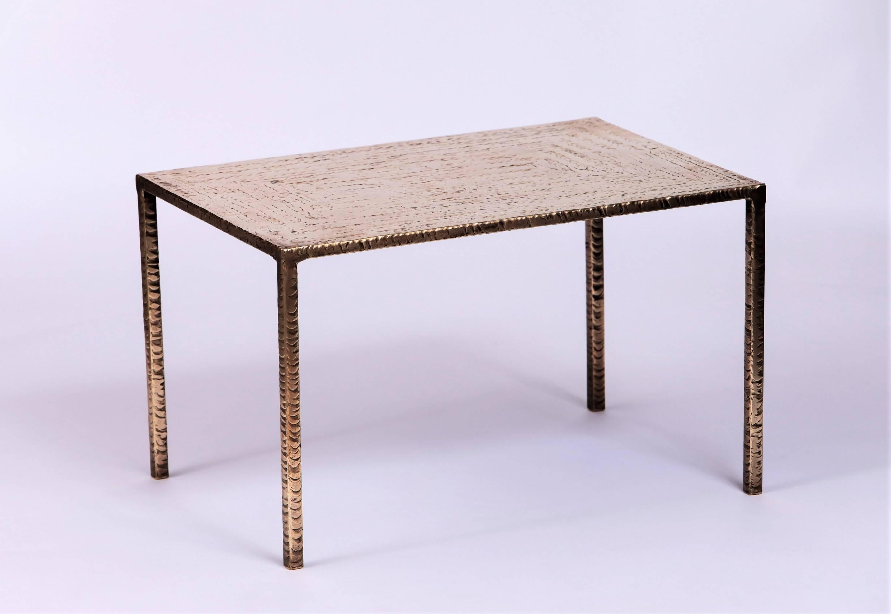 A pair of intricately detailed, bronze side tables by Costa Coulentianos,
France, circa 1960.