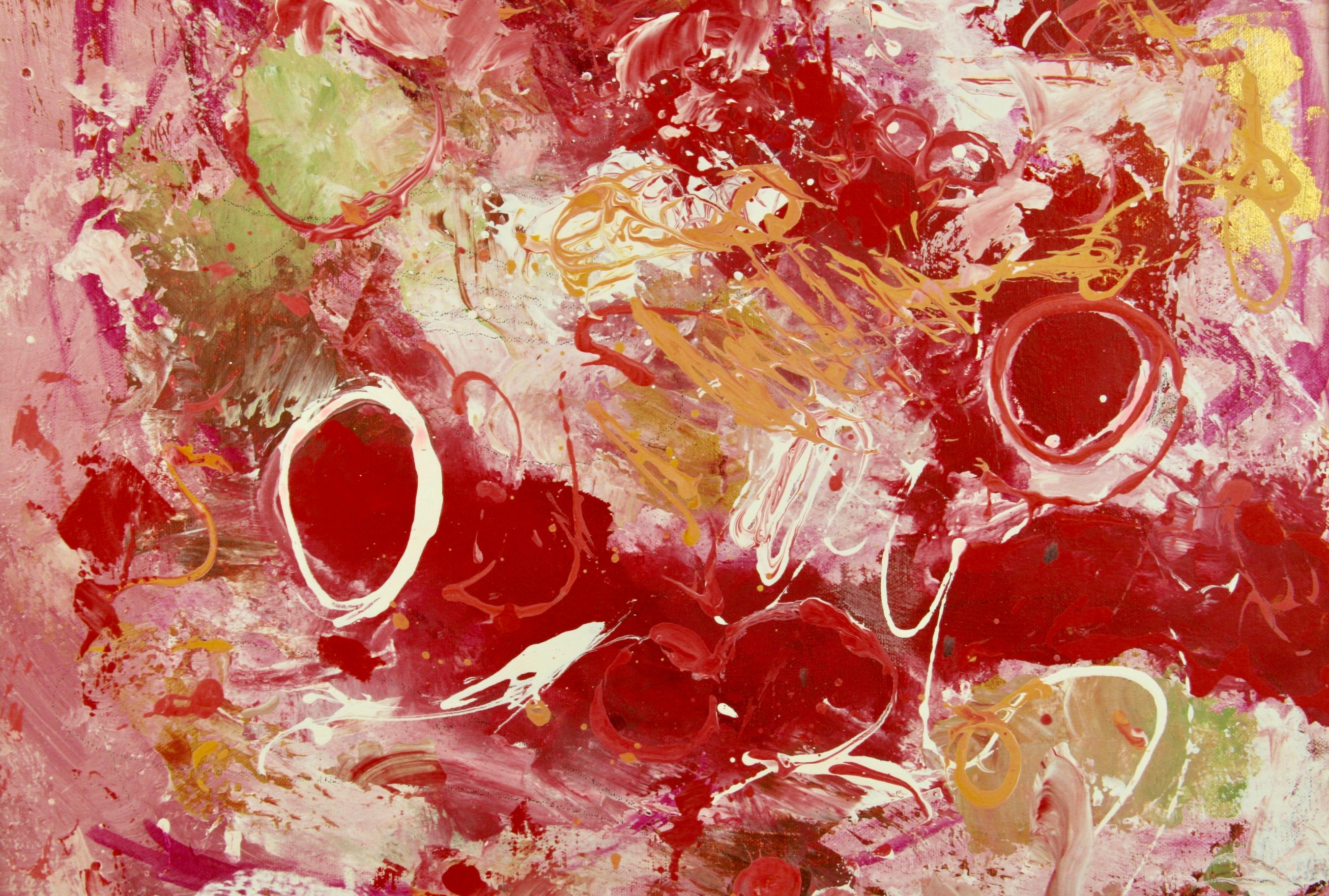 Vintage Italienisch Abstrakt Expressionist Flaming Red Heart Gemälde 1970 im Angebot 2