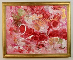 Vintage Italian Abstract Expressionist Flaming Red Heart Painting 1970