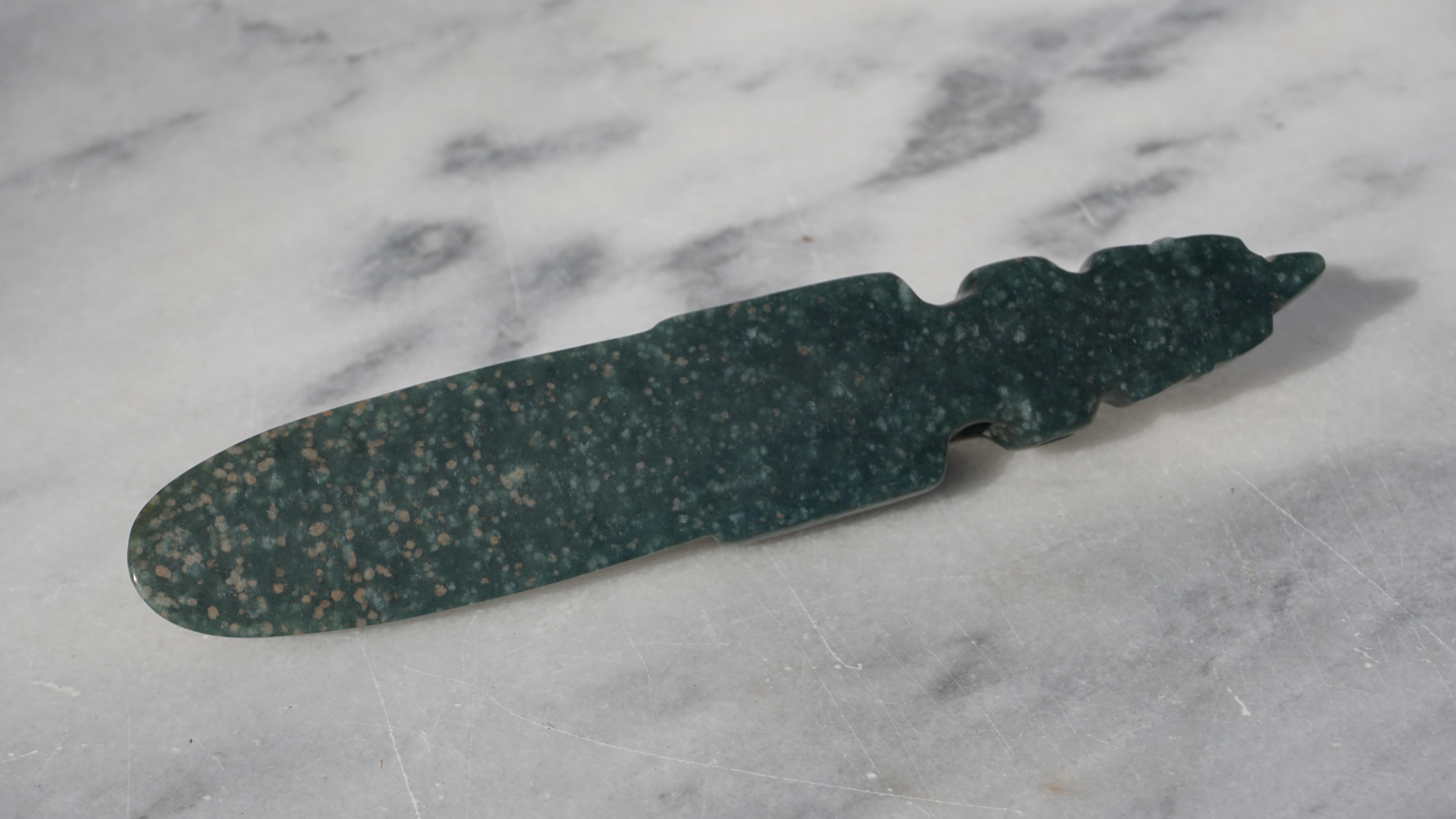 Hand-Carved Costa Rica Jade Avian Axe God Celt Pendant Pre Columbian, 500 AD-1500 AD For Sale