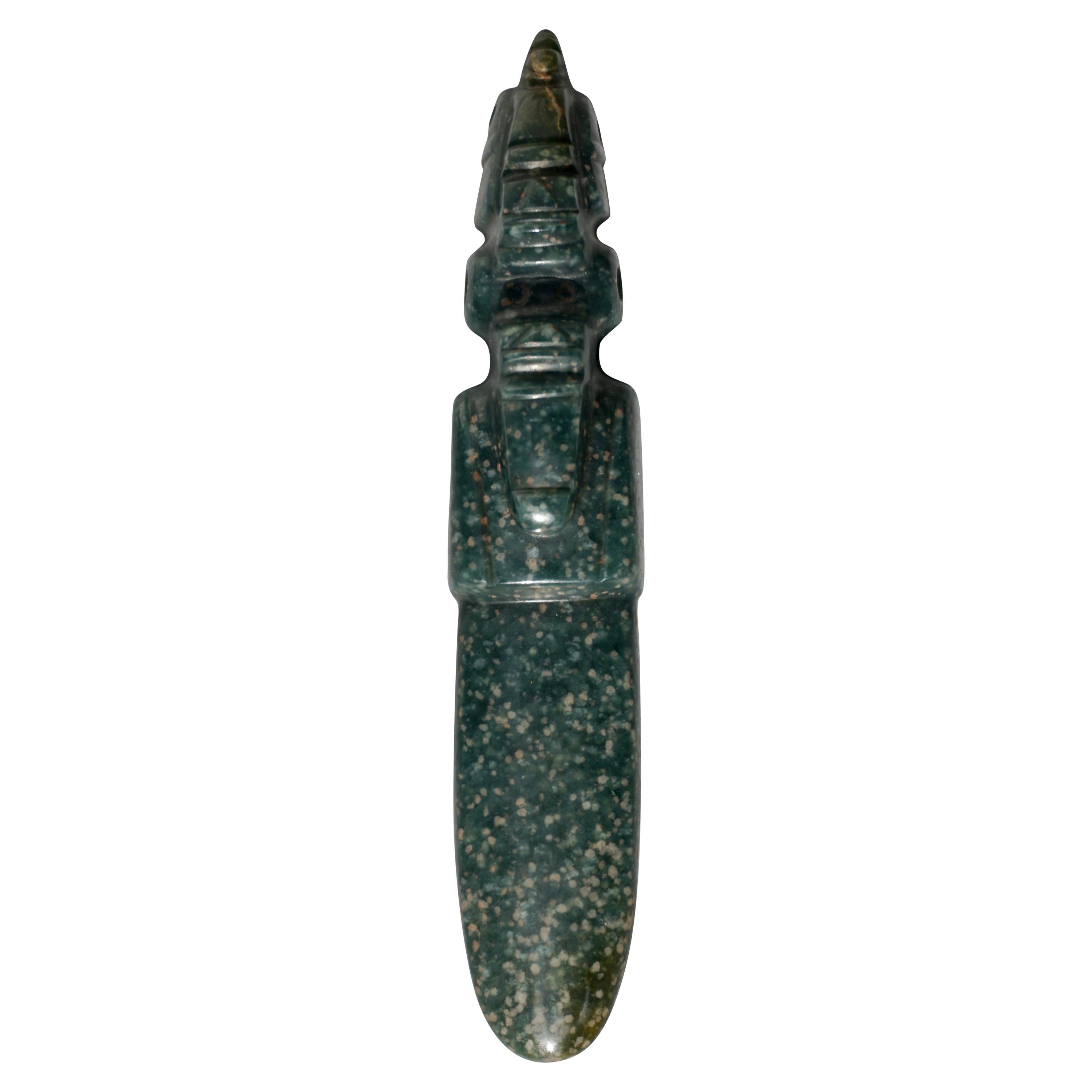 Costa Rica Jade Avian Axe God Celt Pendant Pre Columbian, 500 AD-1500 AD For Sale