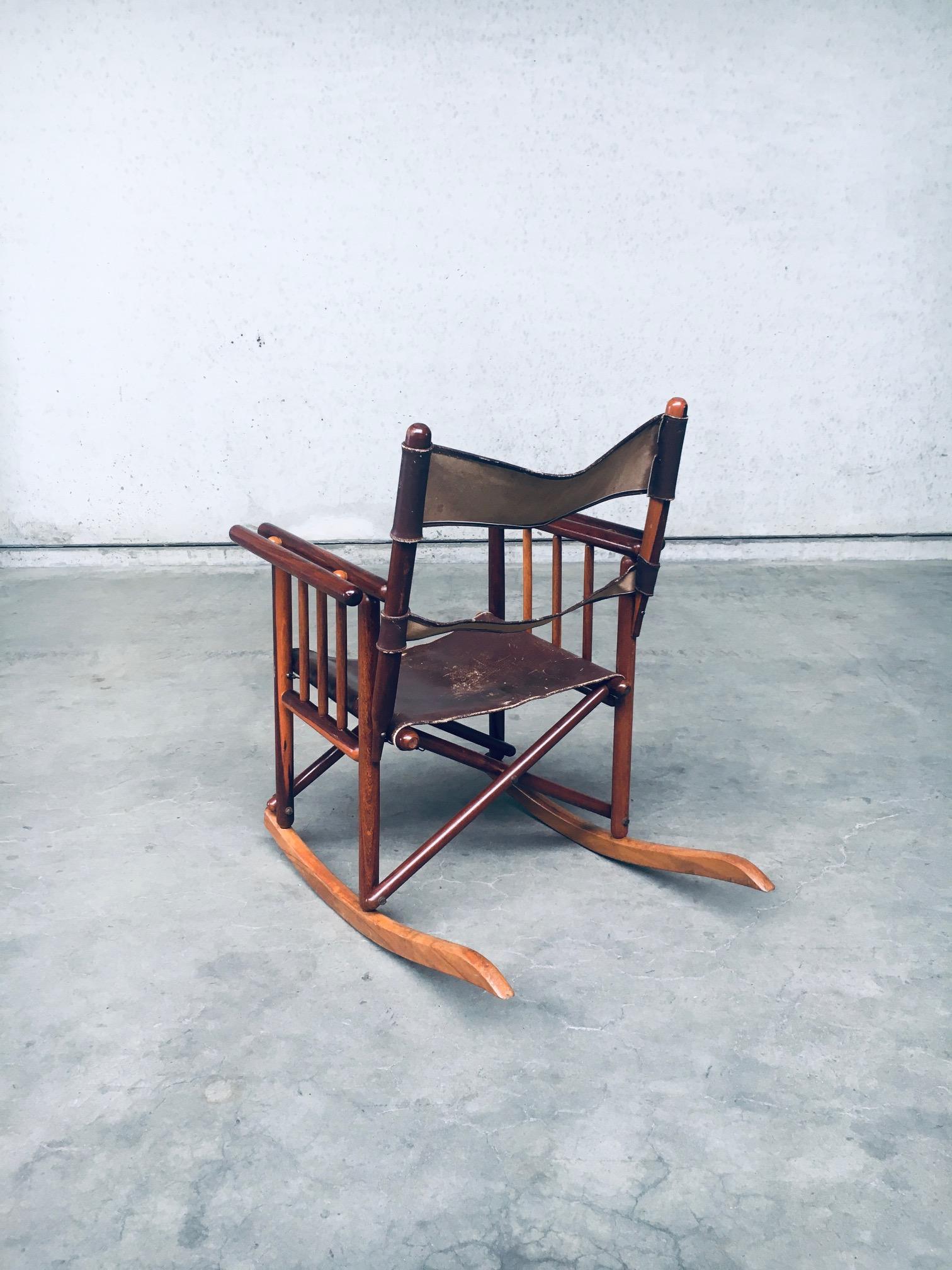 Costa Rican Folding Safari Campaign Rocking Chair set, 1960's Costa Rica For Sale 1