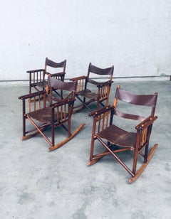 Costa Rican Folding Safari Campaign Rocking Chair set, 1960's Costa Rica