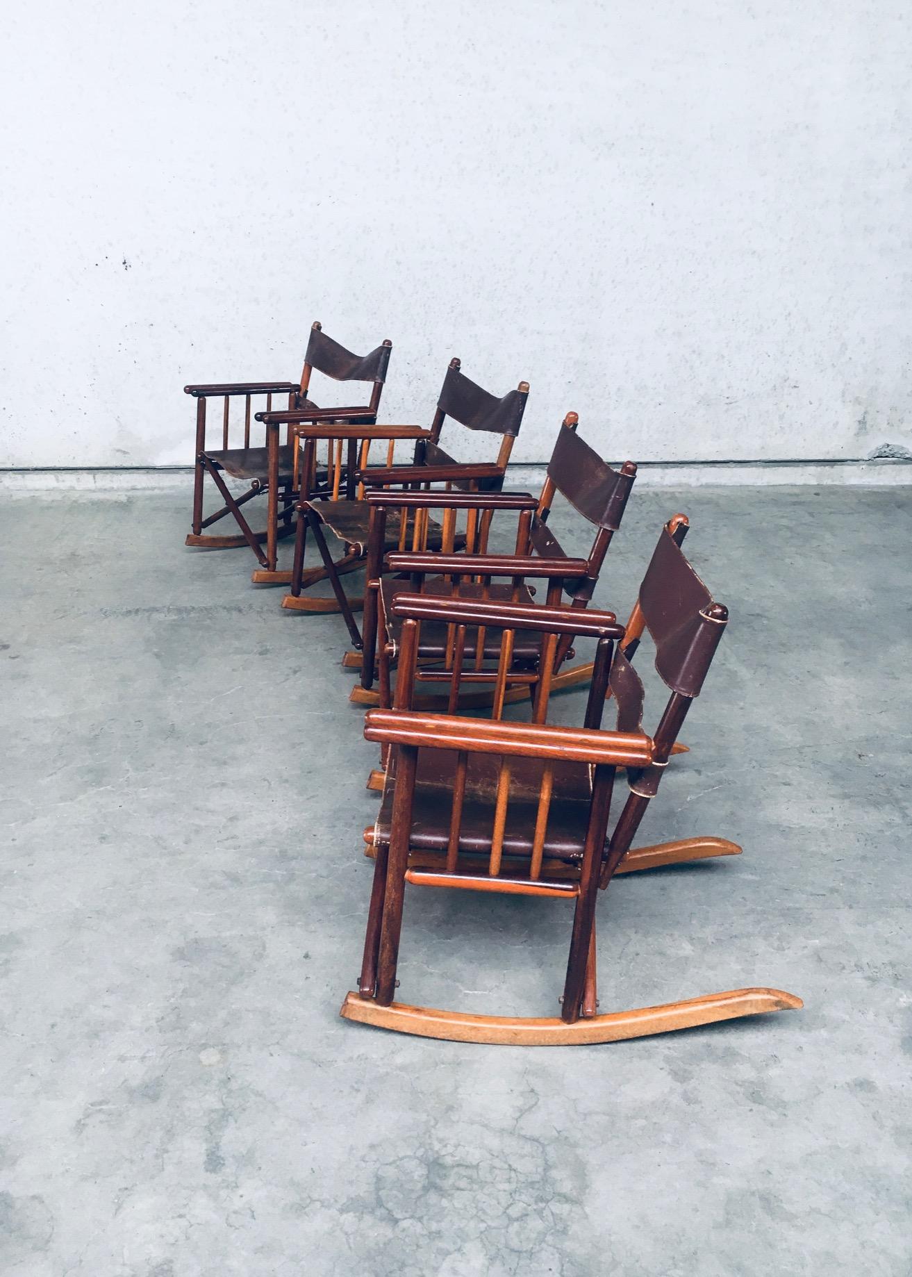 Mid-Century Modern Ensemble de chaises à bascule pliantes de campagne de safari du Costa Rica, années 1960 en vente