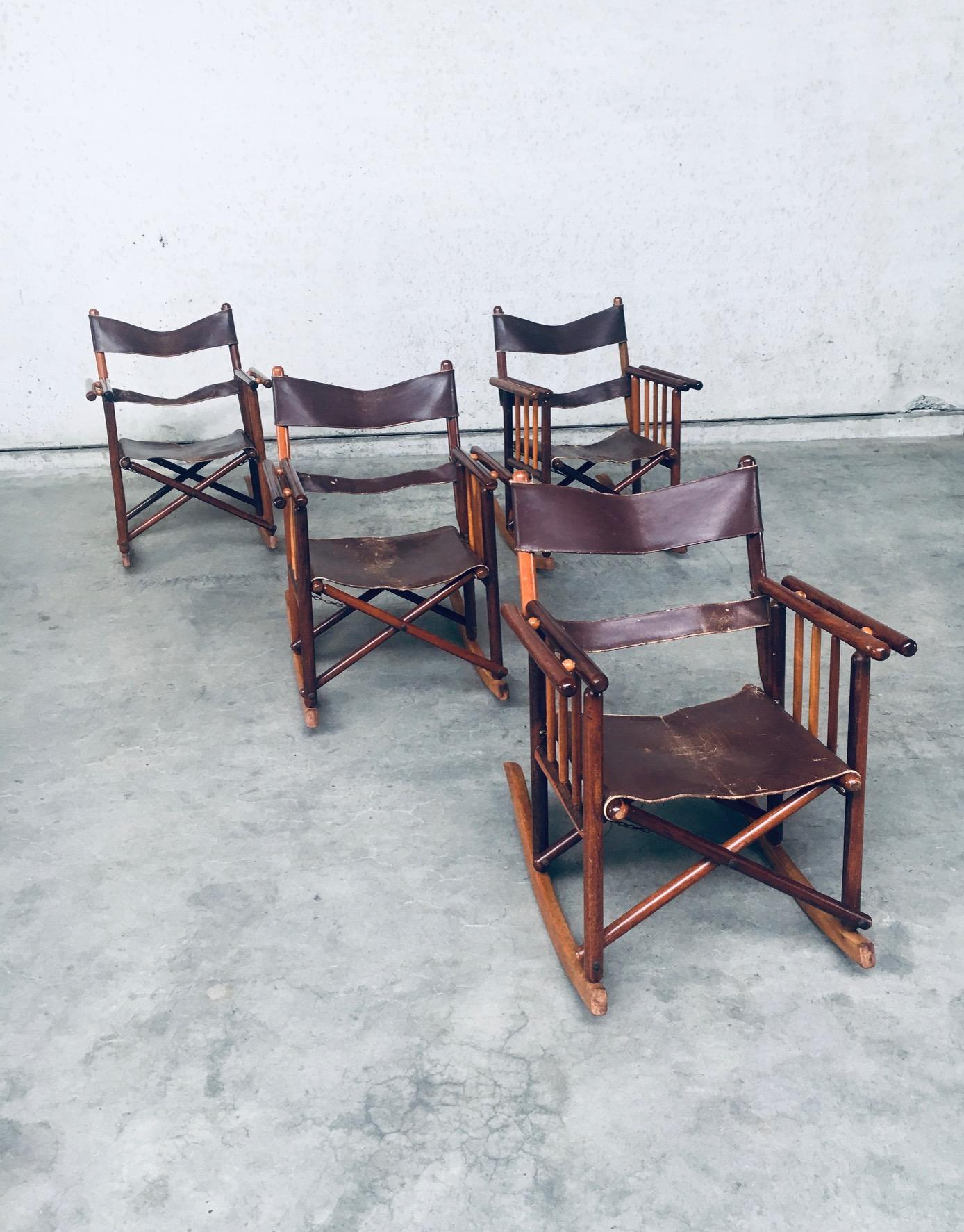 Costaricain Ensemble de chaises à bascule pliantes de campagne de safari du Costa Rica, années 1960 en vente