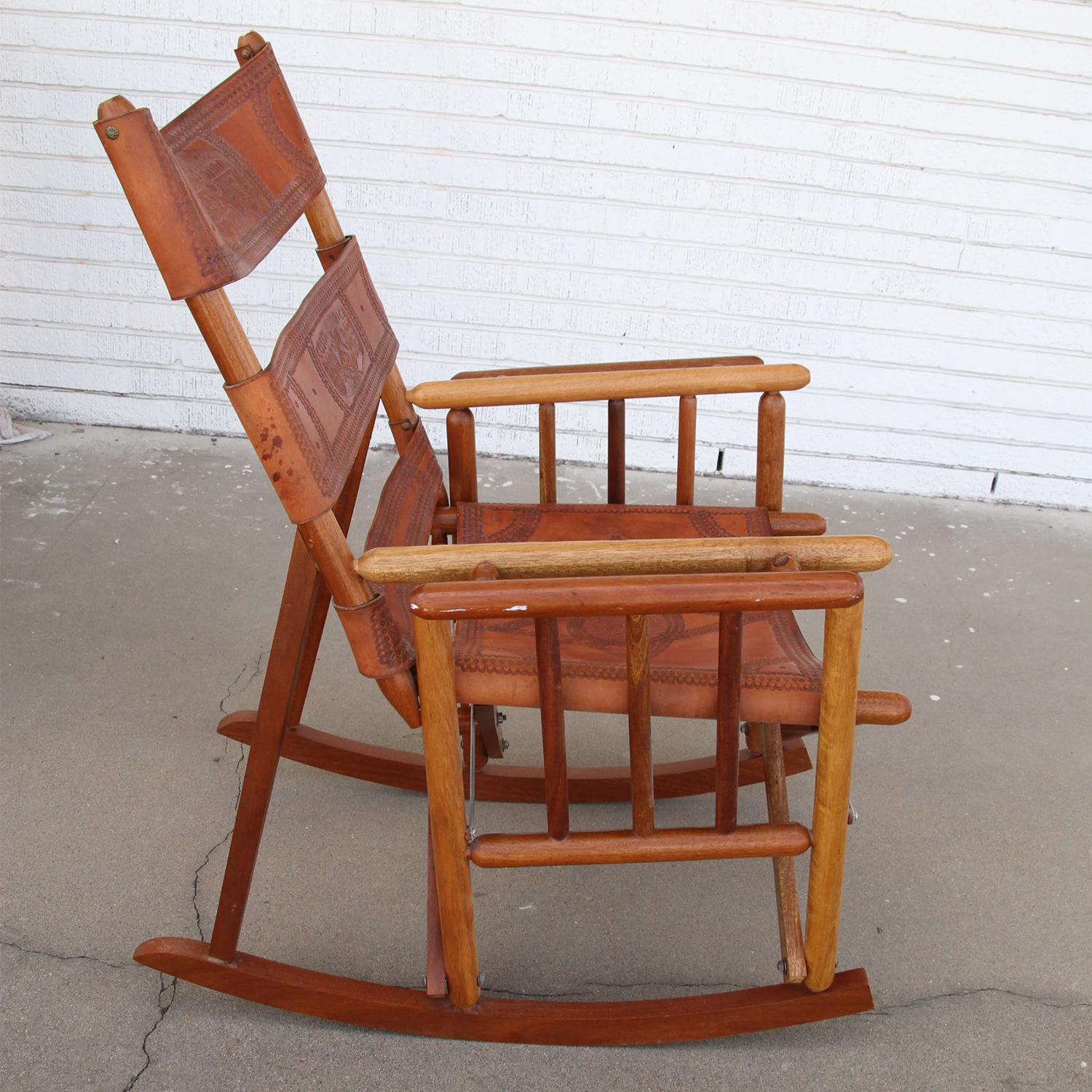 costa rican leather rocking chair