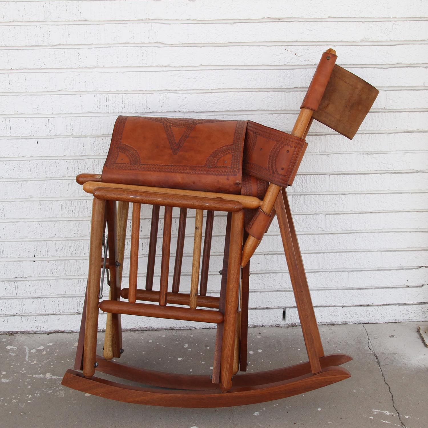 Leather Costa Rican Rocking Chair For Sale