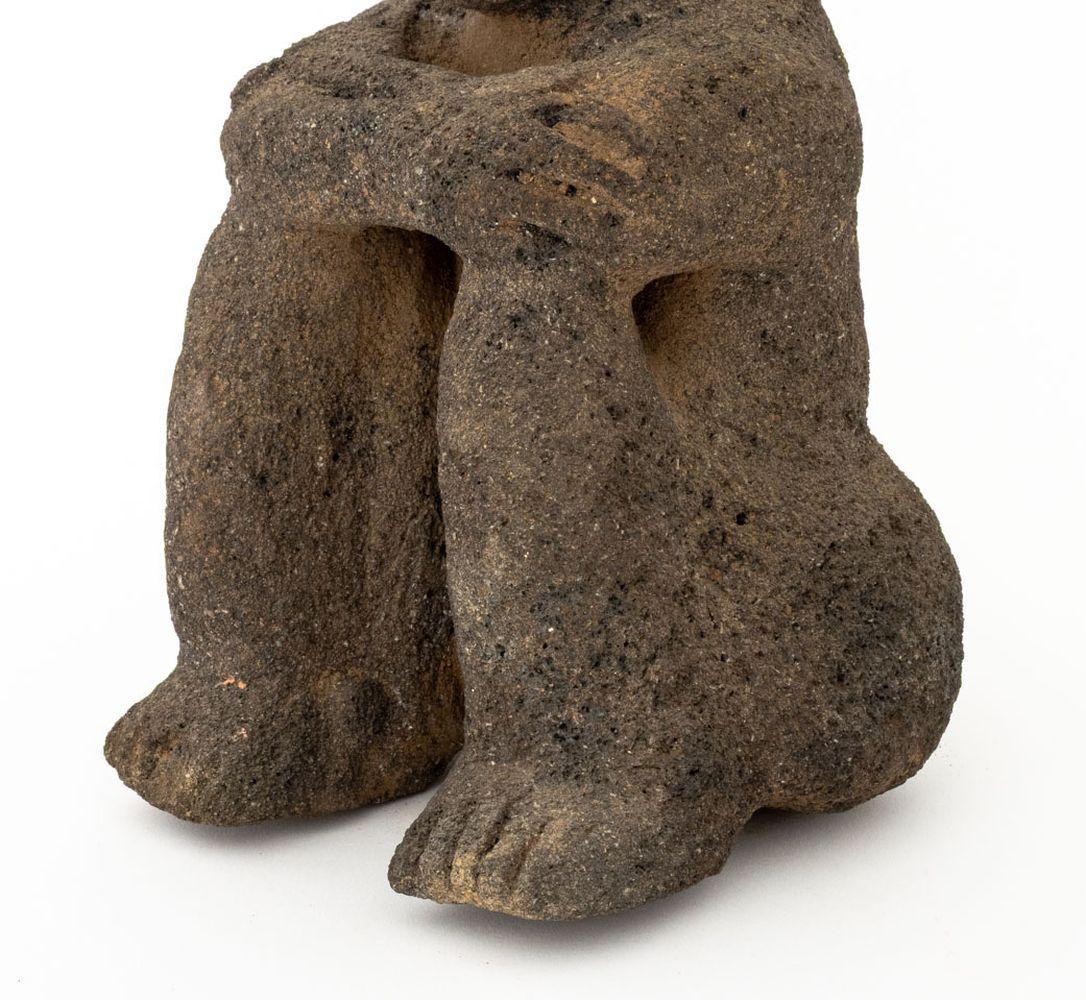 Costa Rican Seated Figure Volcanic Stone Sculpture For Sale at 1stDibs
