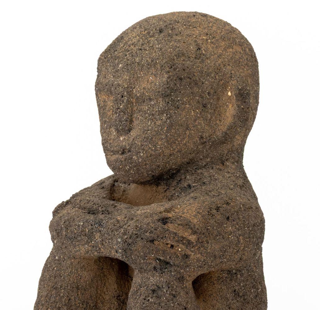 Costa Rican Seated Figure Volcanic Stone Sculpture For Sale at 1stDibs