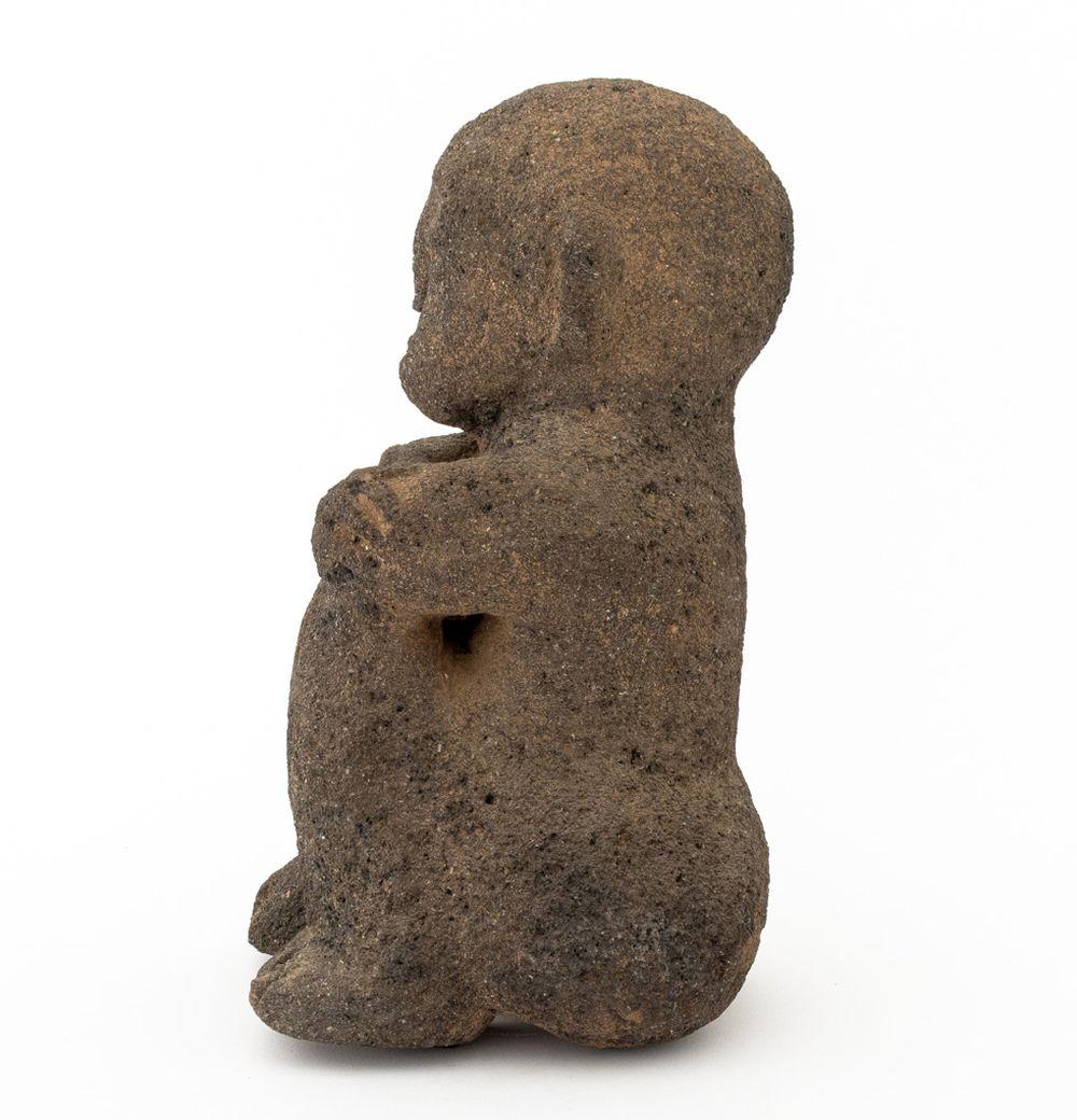 Costa Rican Seated Figure Volcanic Stone Sculpture For Sale at 1stDibs