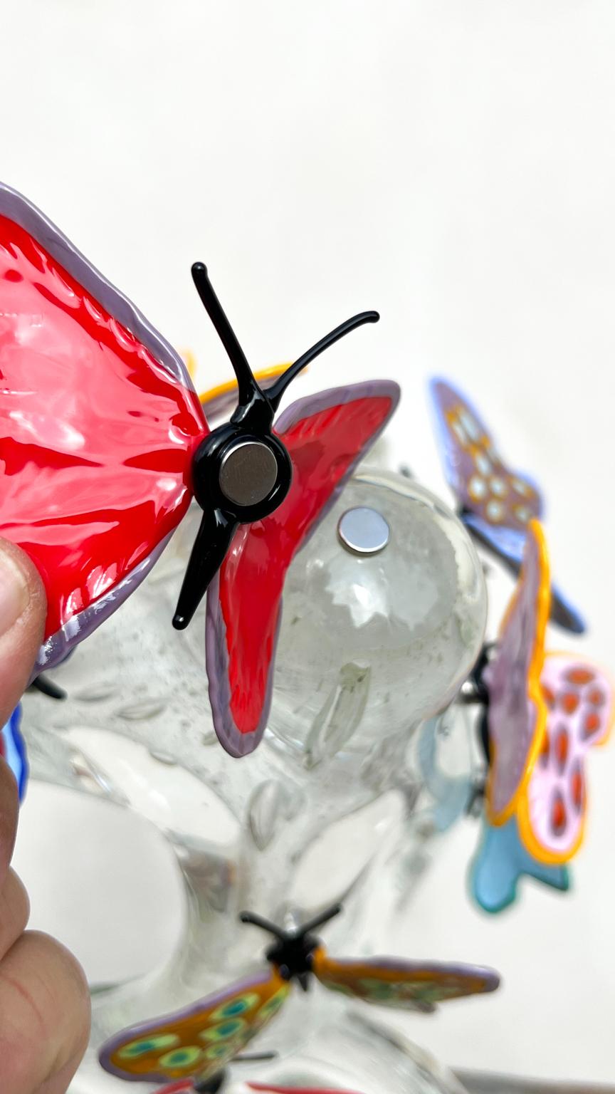 Costantini Diego Escultura Moderna de Cristal de Murano Infinito con Mariposas en venta 4