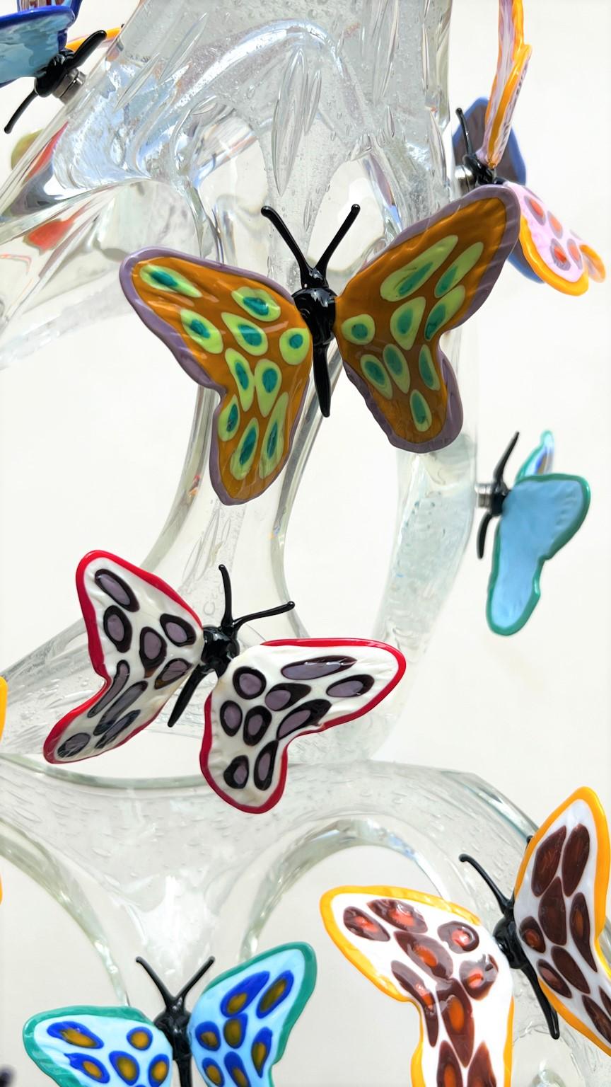 Costantini Diego Modern Crystal Murano Glass Infinity Sculpture mit Schmetterlingen im Angebot 5