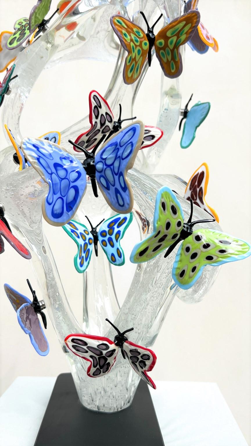 Costantini Diego Modern Crystal Murano Glass Infinity Sculpture with Butterflies For Sale 6