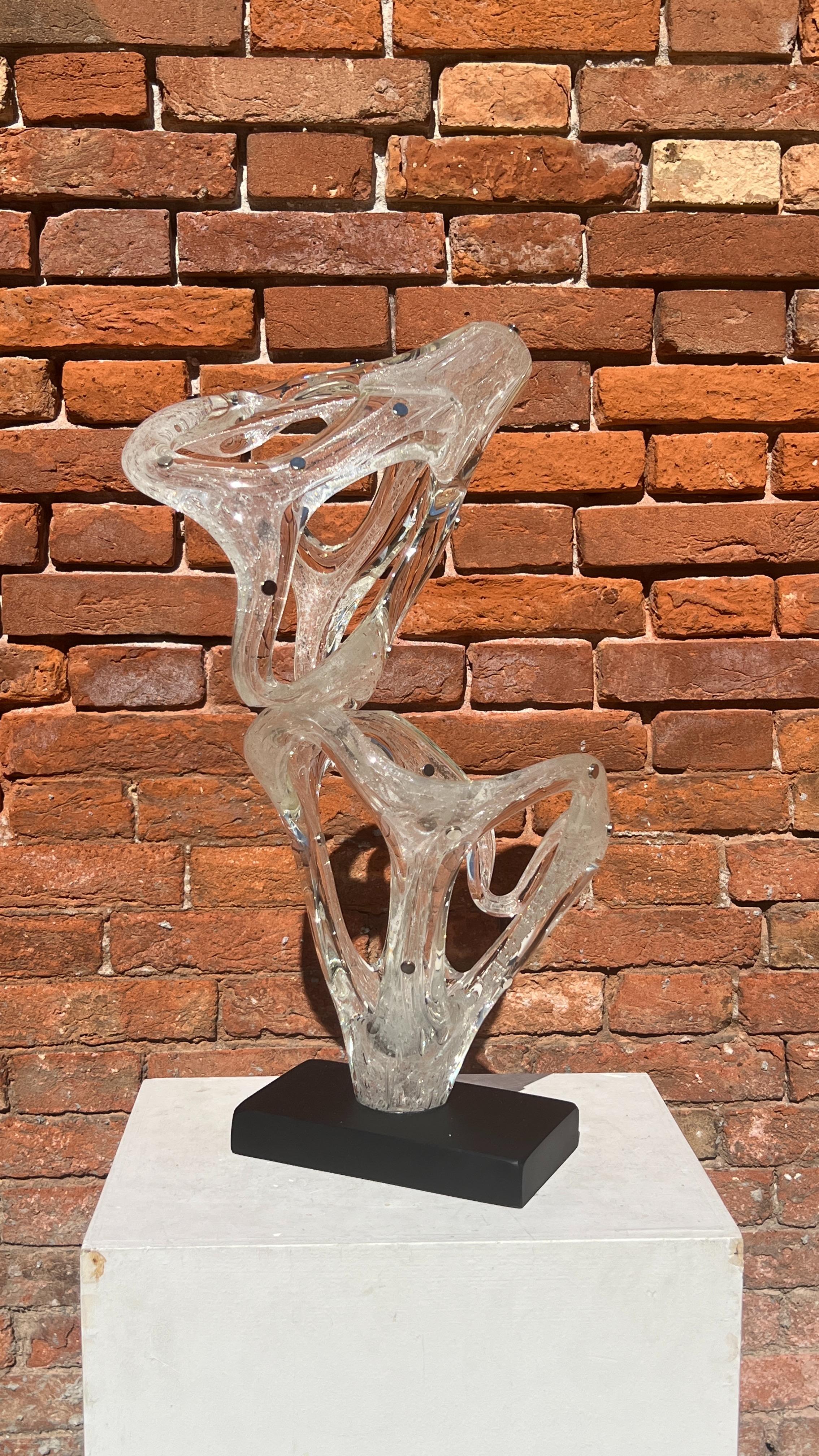 Costantini Diego Modern Crystal Murano Glass Infinity Sculpture avec papillons en vente 13