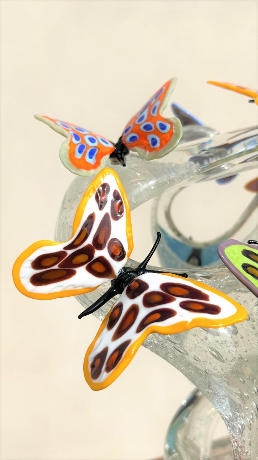 Costantini Diego Modern Crystal Murano Glass Infinity Sculpture mit Schmetterlingen (Glaskunst) im Angebot