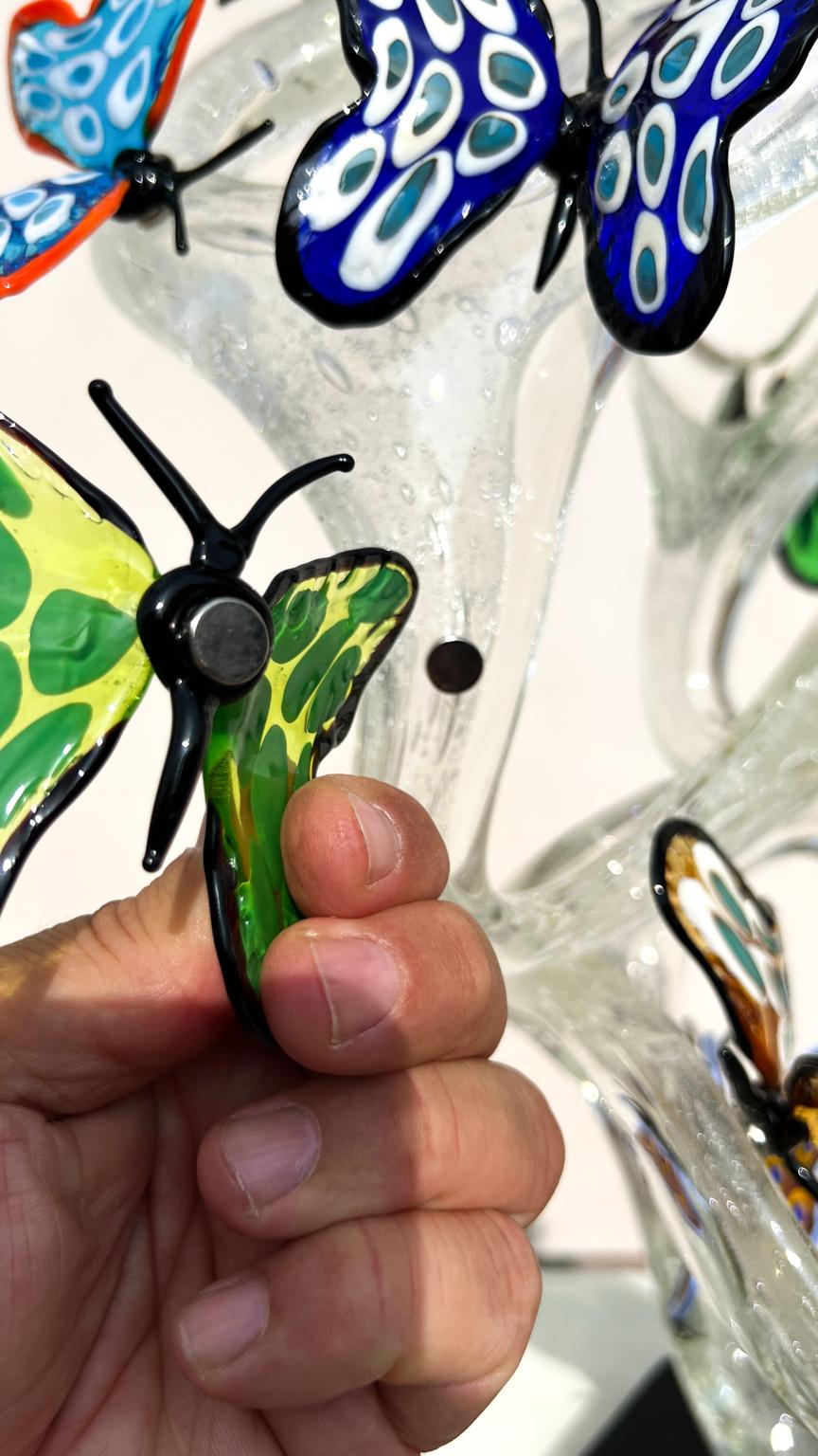 Costantini Diego Modern Crystal Murano Glass Infinity Sculpture avec papillons en vente 1